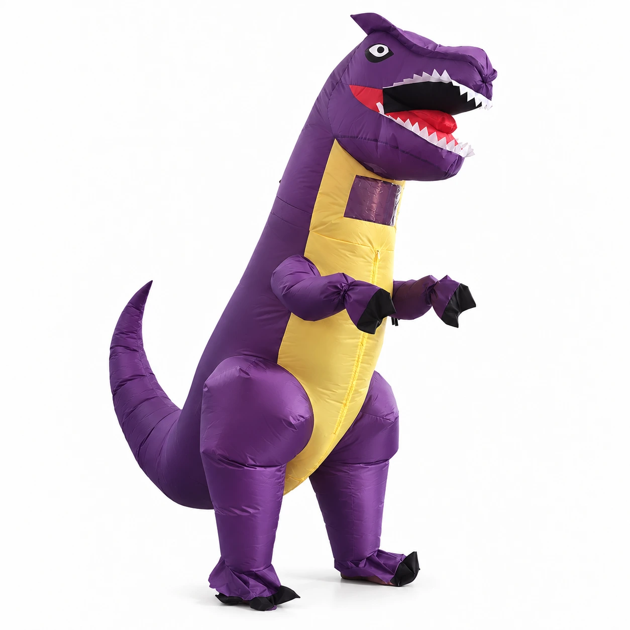 Uppblåsbar Lila och Gul T-Rex Dinosauriekostym för Vuxna