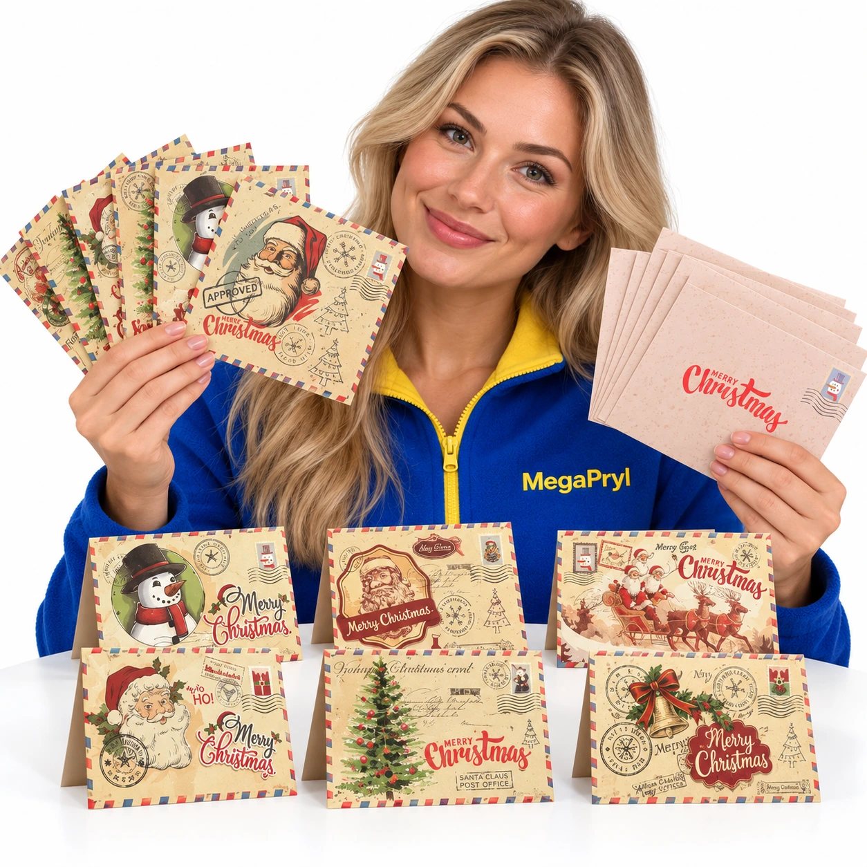 Julkort med kuvert i nostalgisk juldesign