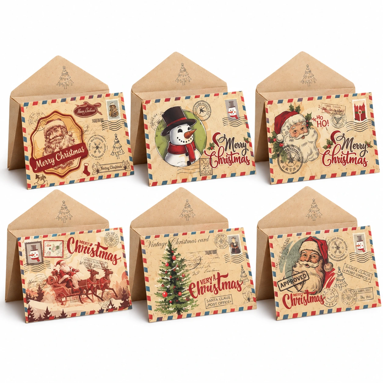 Julkort med kuvert i nostalgisk juldesign