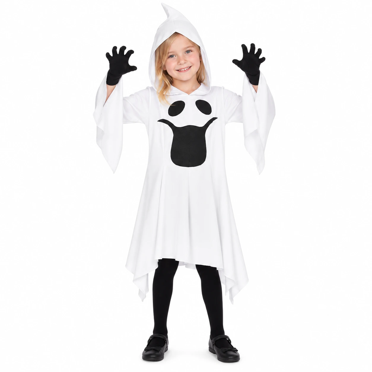 Spökkostym för barn med huva för halloween och maskerad