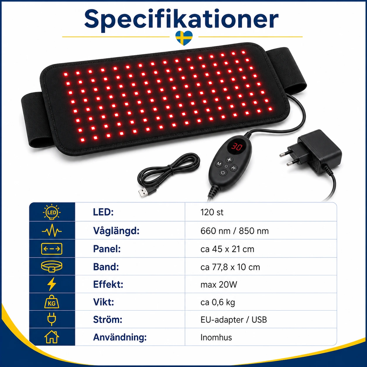 Ljusterapibälte LED - 120 LED