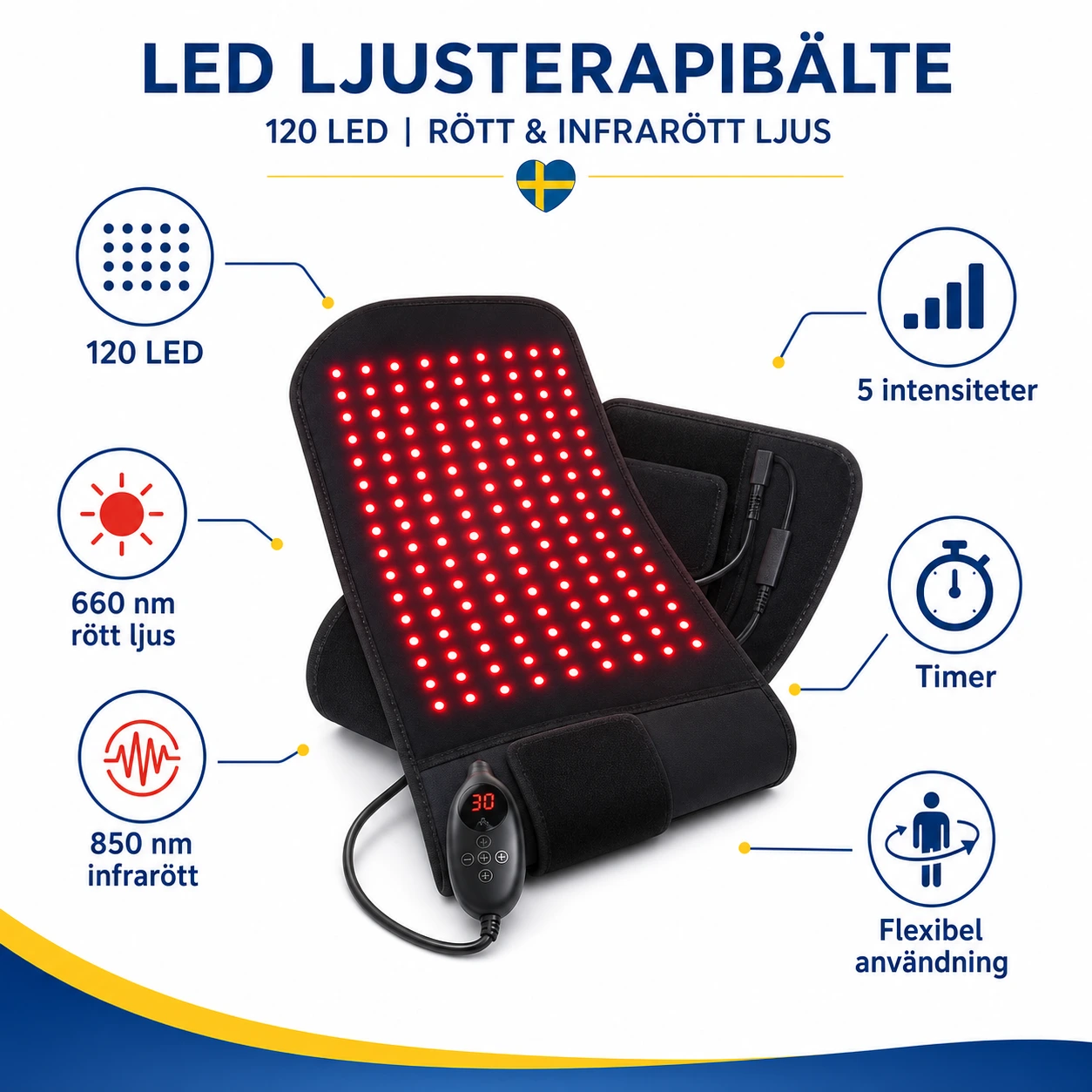 Ljusterapibälte LED - 120 LED