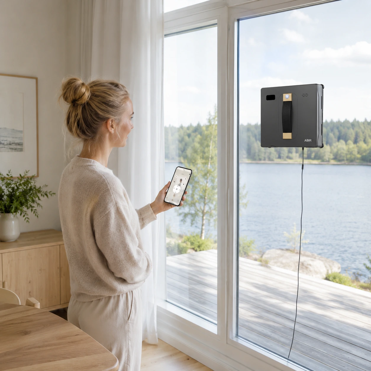 Fönsterputsrobot med dubbla vattensprayer och appstyrning