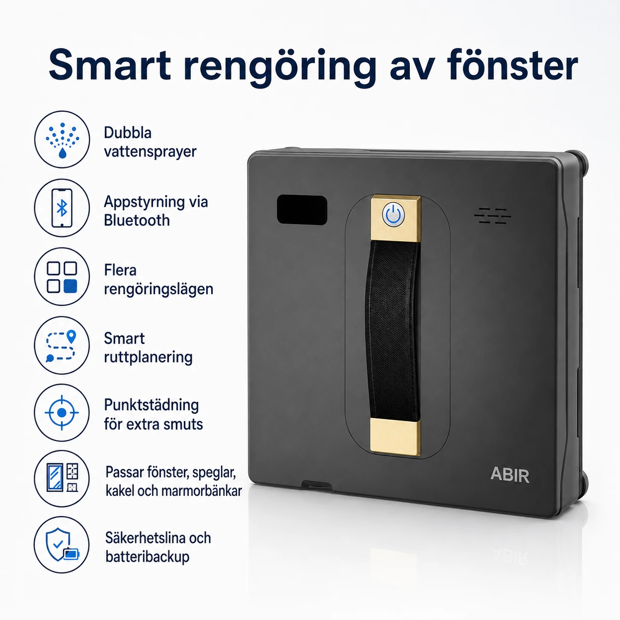 Fönsterputsrobot med dubbla vattensprayer och appstyrning