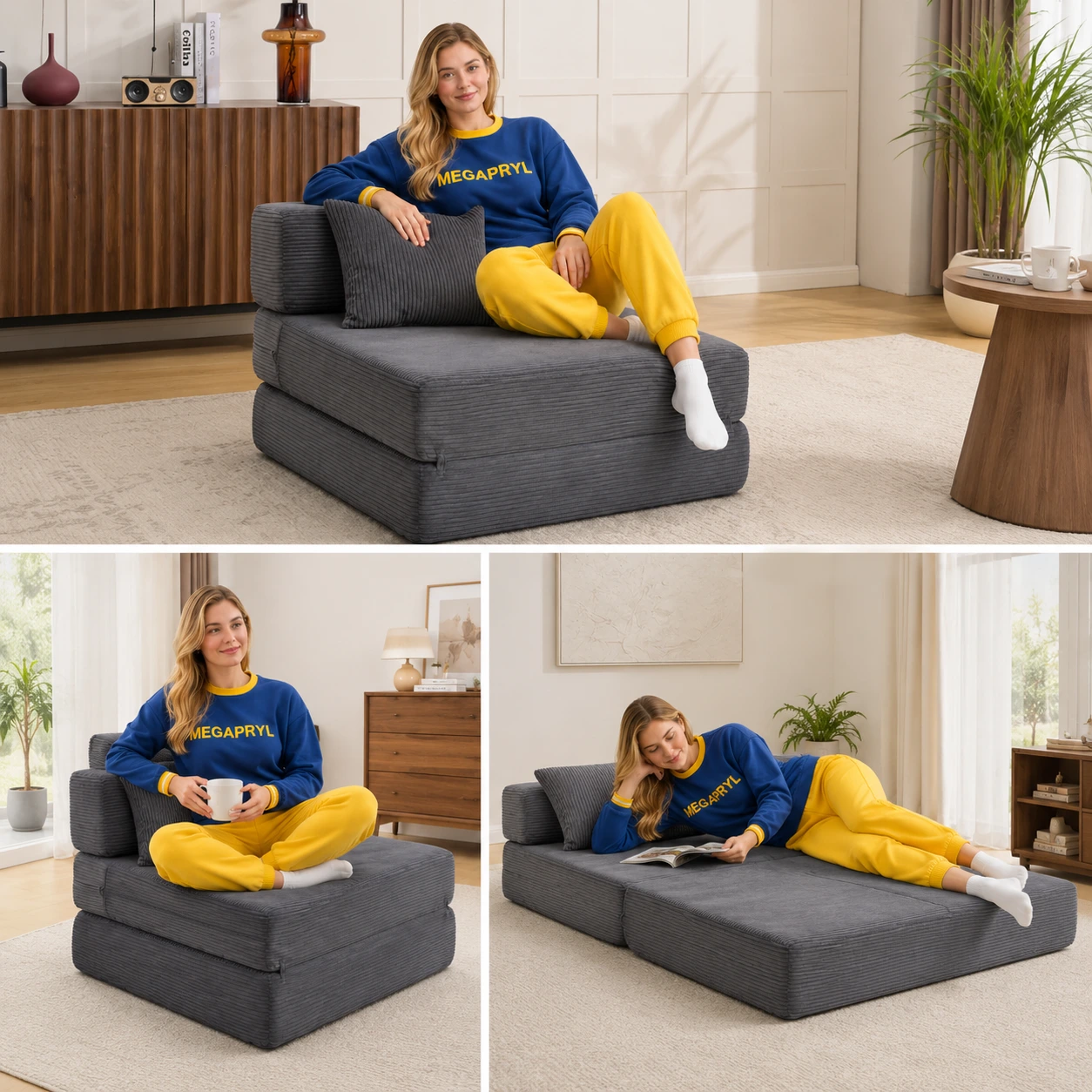 Modulsoffa 1-Sits i Manchester Mörkgrå Bäddfåtölj