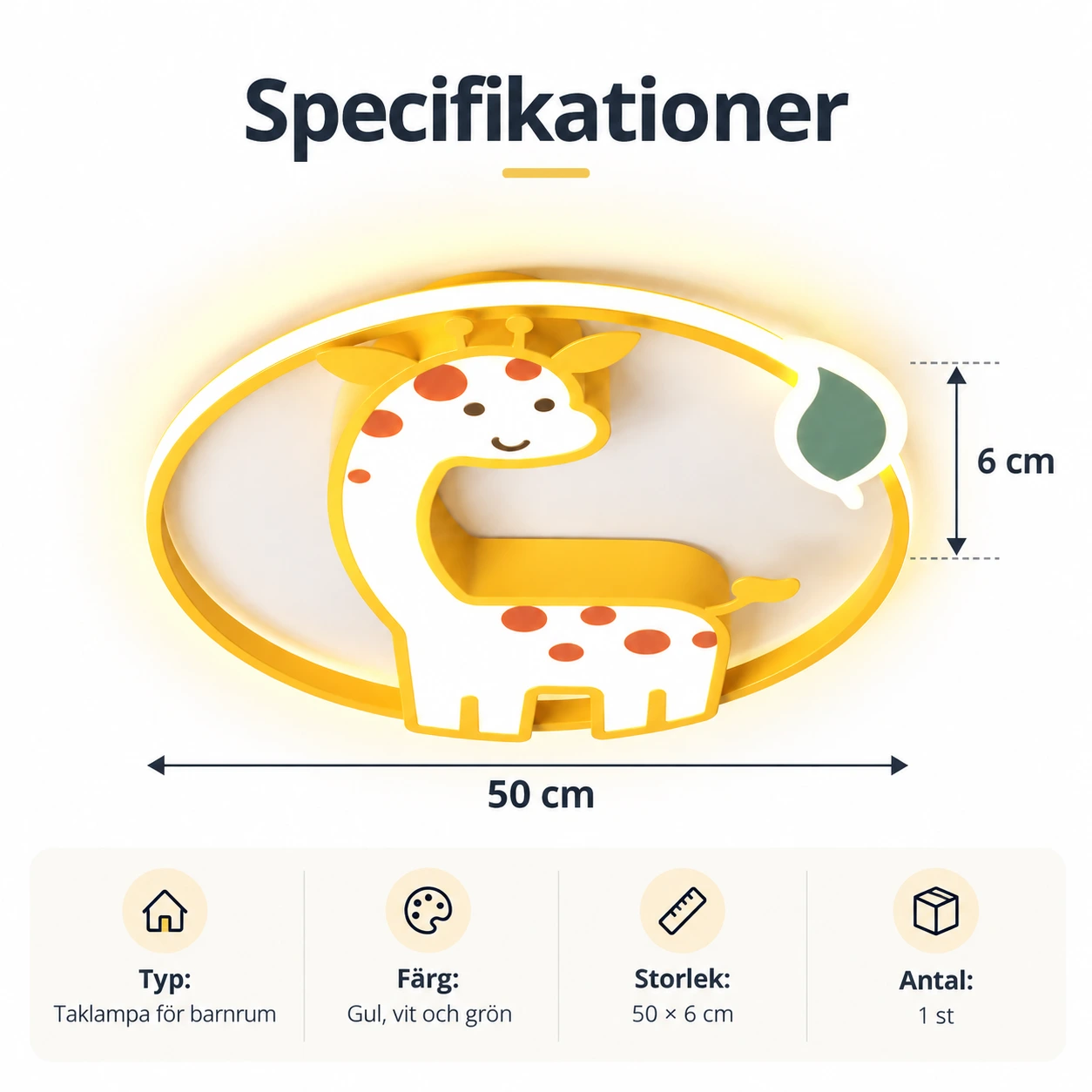 Himmennettävä kirahvikattovalaisin lastenhuoneeseen