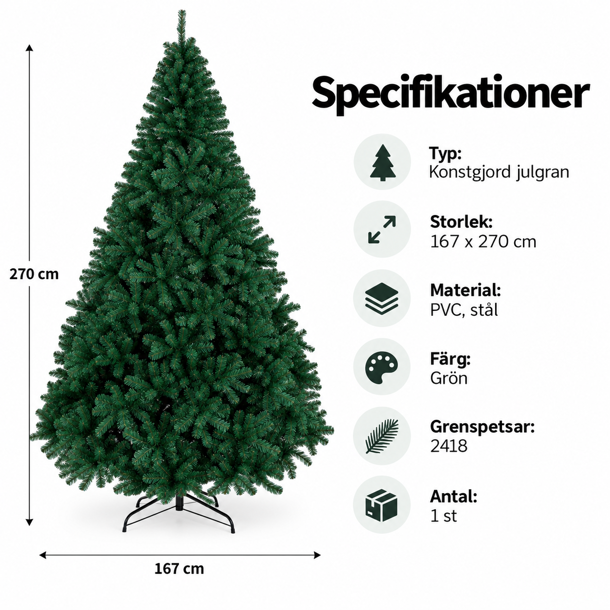 Tekojoulukuusi 270 cm saranoiduilla oksilla