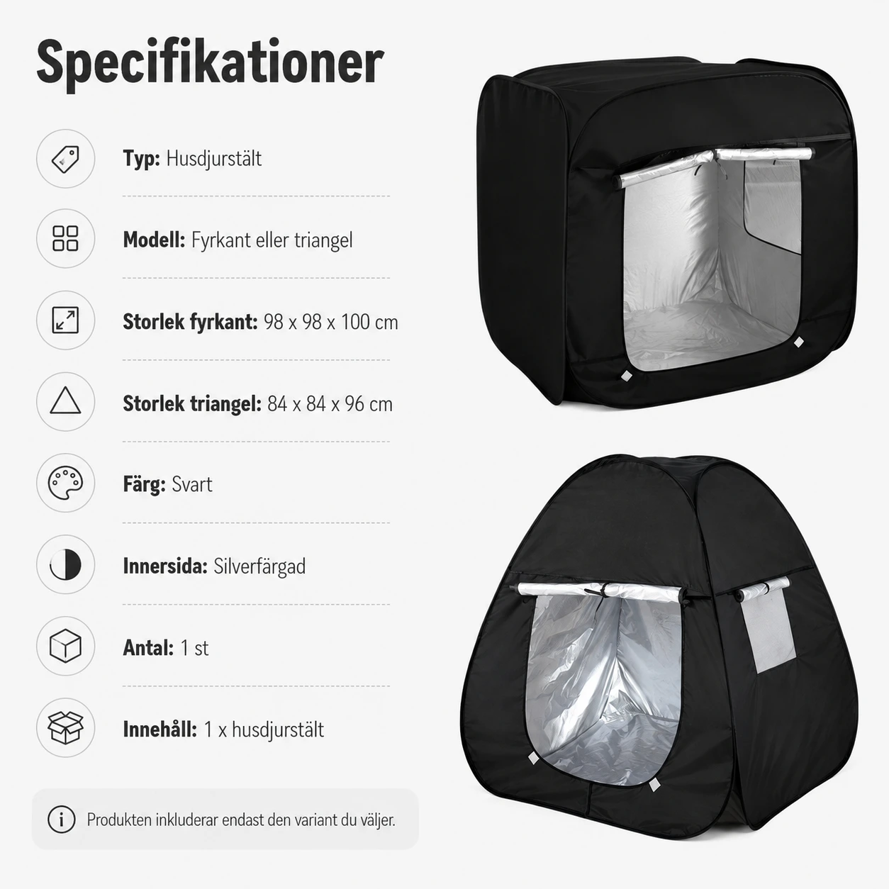 Hopfällbart husdjurstält för inom- och utomhusbruk