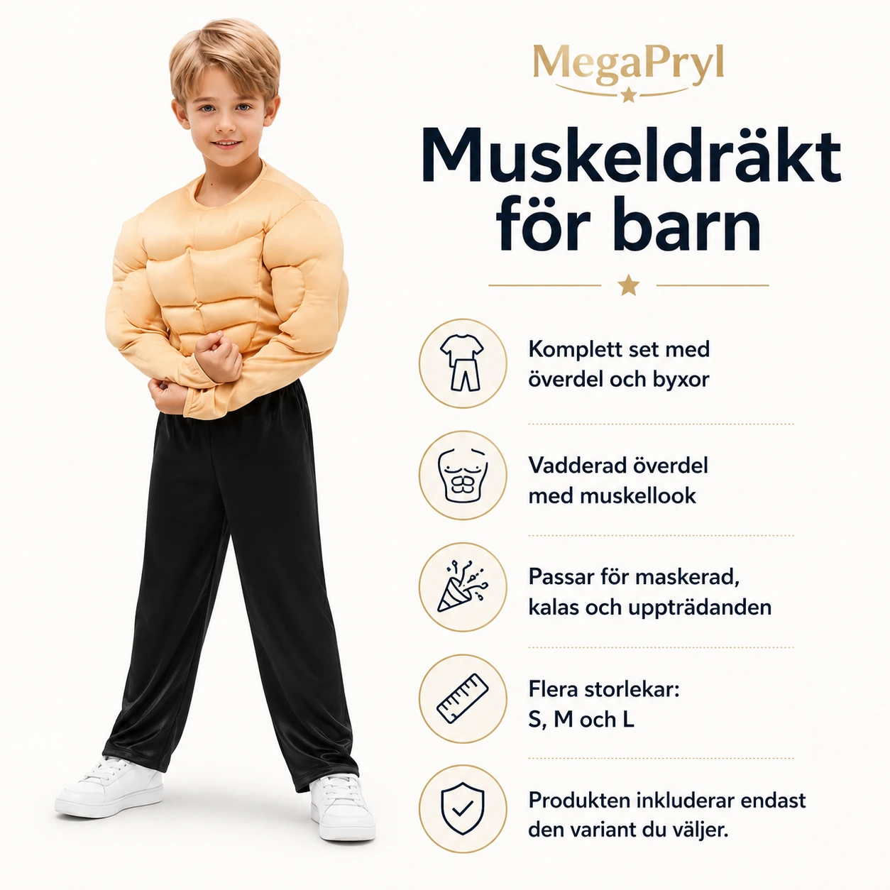 Muskeldräkt för barn till maskerad och uppträdande