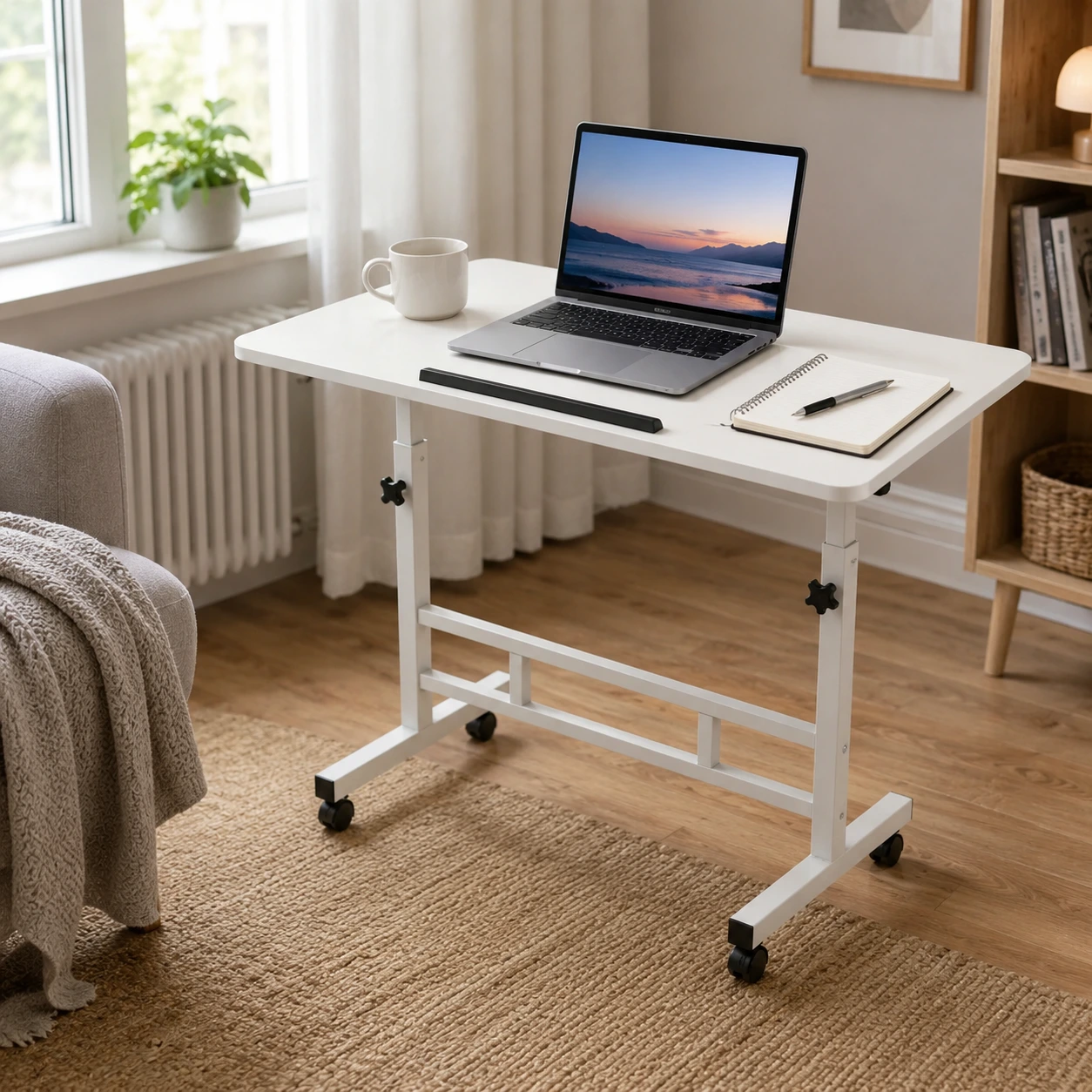 Laptopbord på hjul med höjdjustering och vinklingsbar skiva