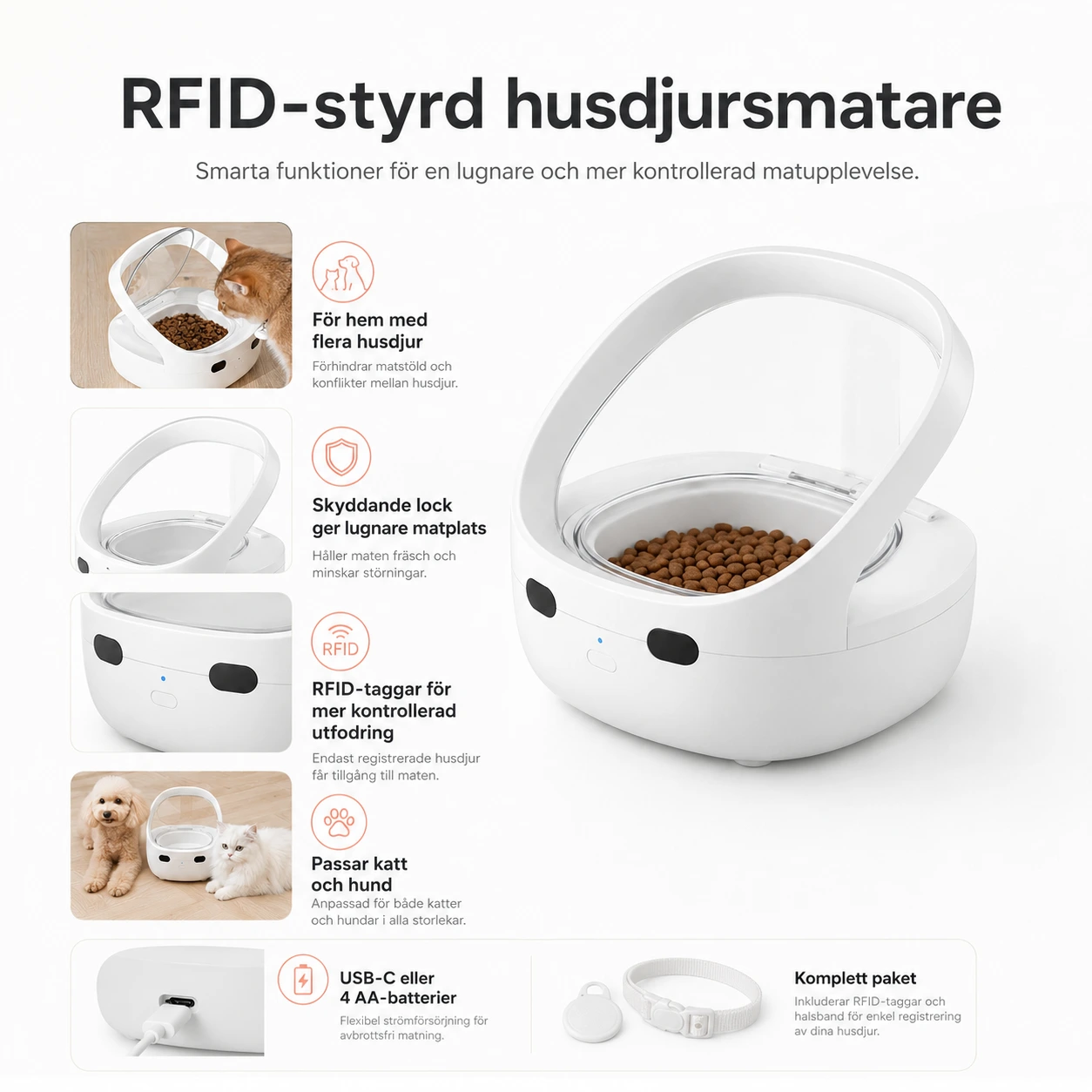 RFID-styrd husdjursmatare för katt och hund