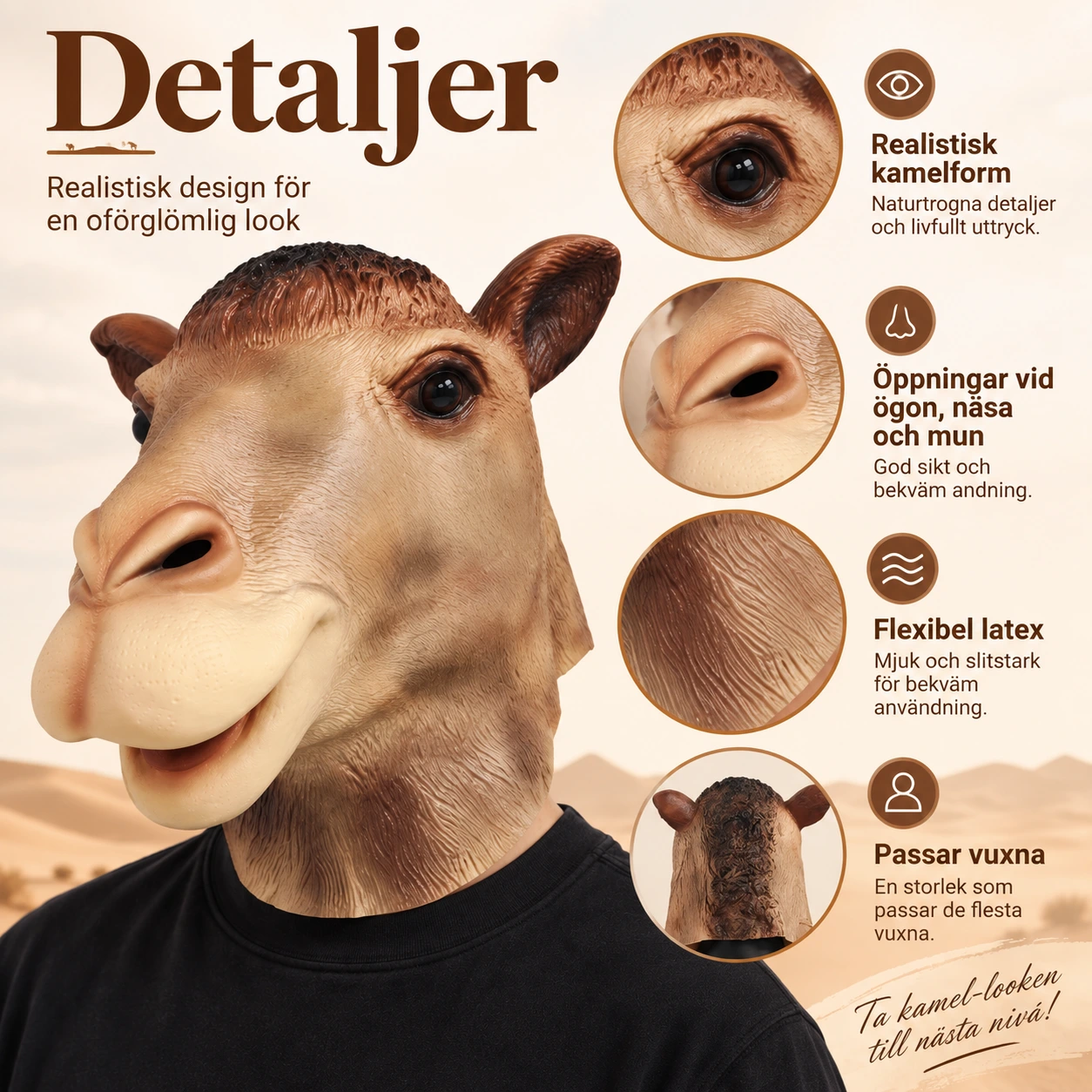 Mask kamel i latex, vuxen