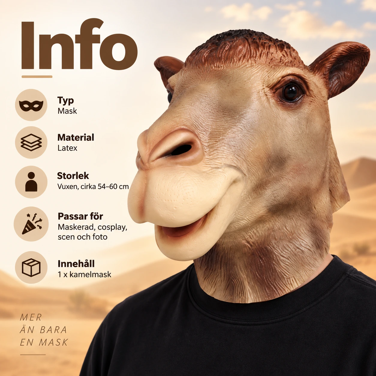 Mask kamel i latex, vuxen