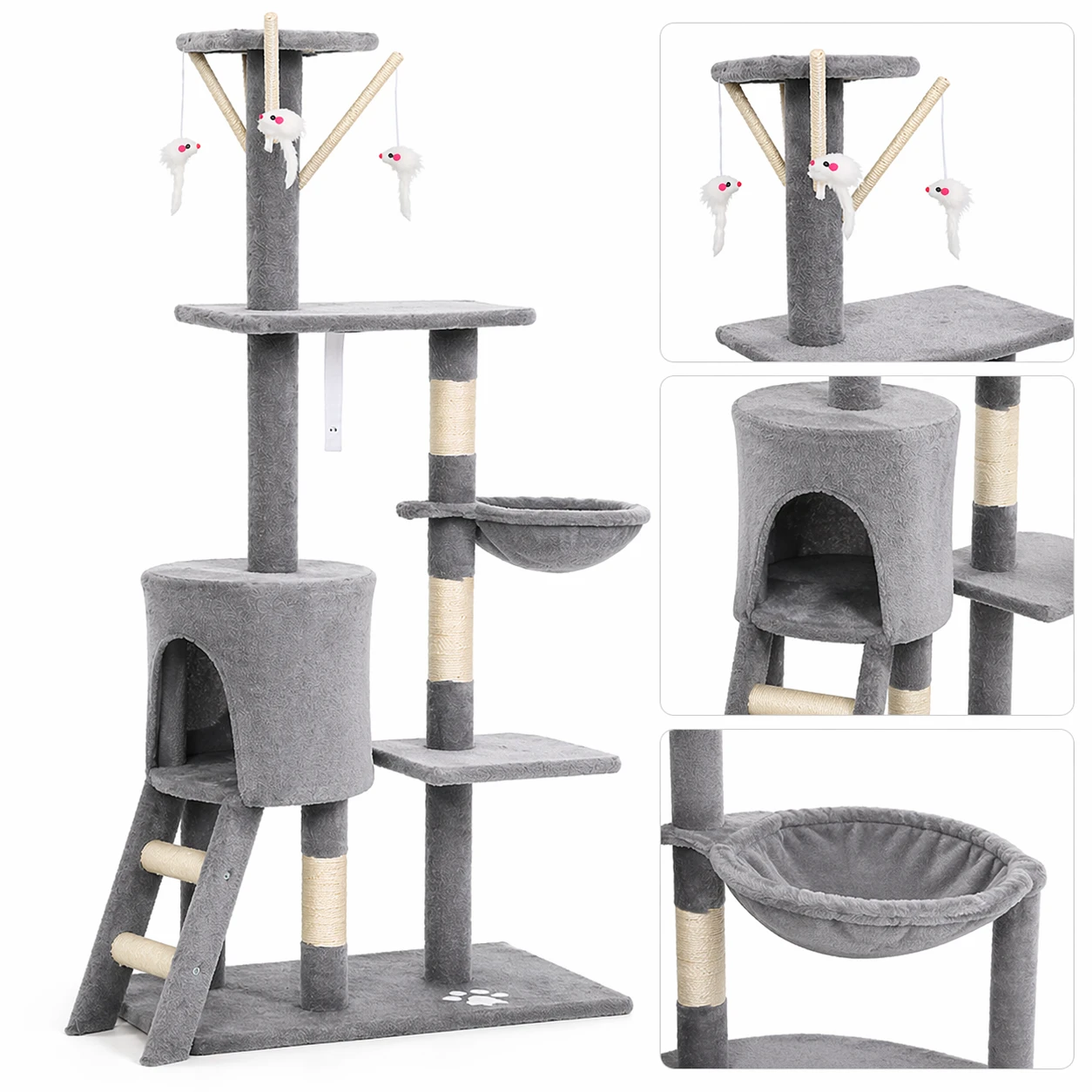 Kattklösträd med Hängmatta & Hus
