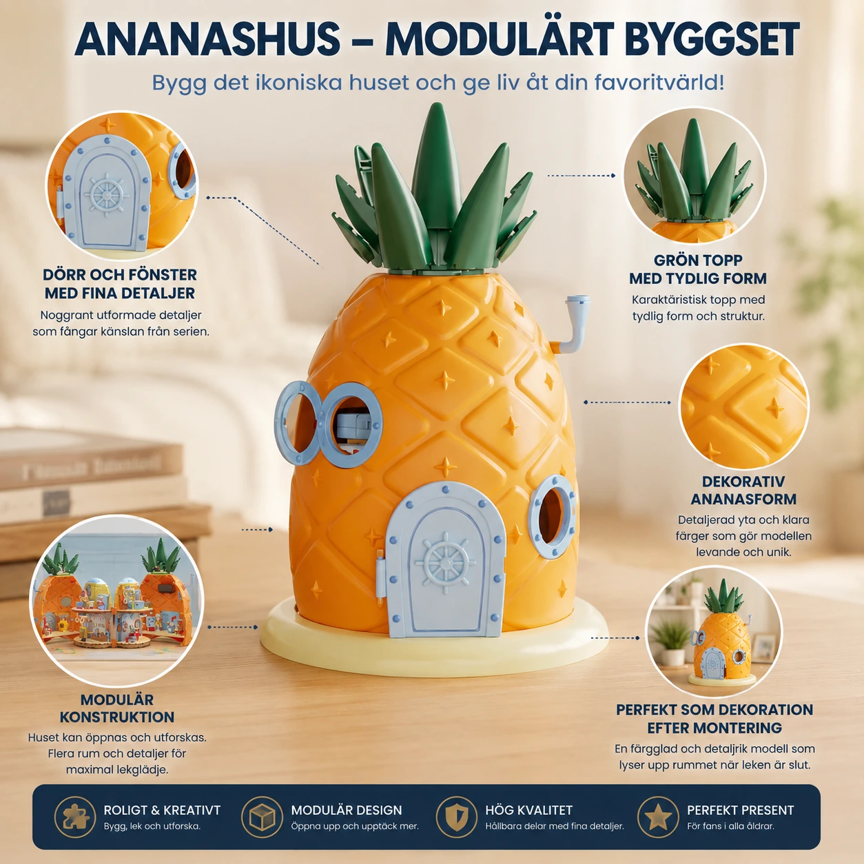 Byggklossar ananashus med modulär modell