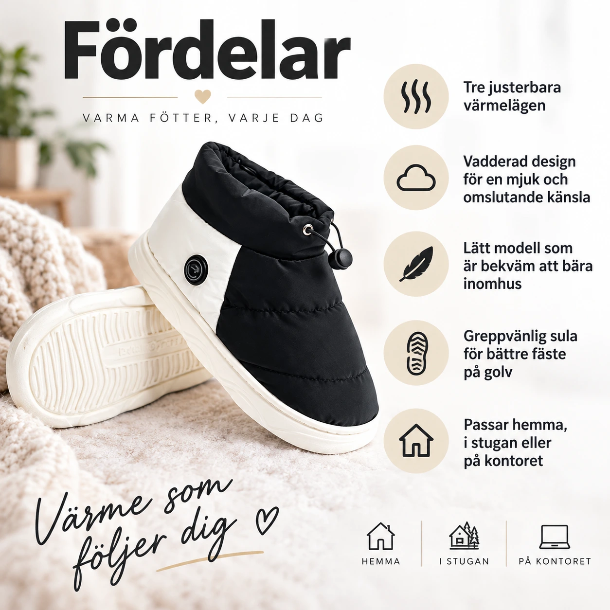 Värmeskor för hemmabruk med 3 värmelägen