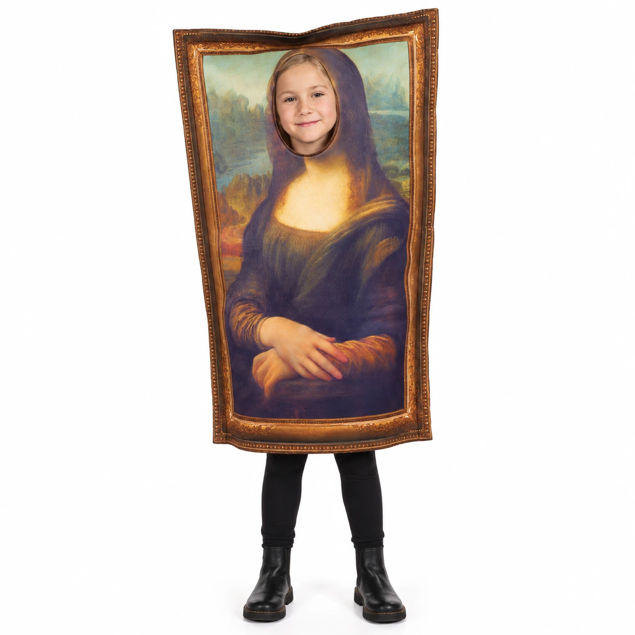 Mona Lisa maskeraddräkt för barn med tavelram