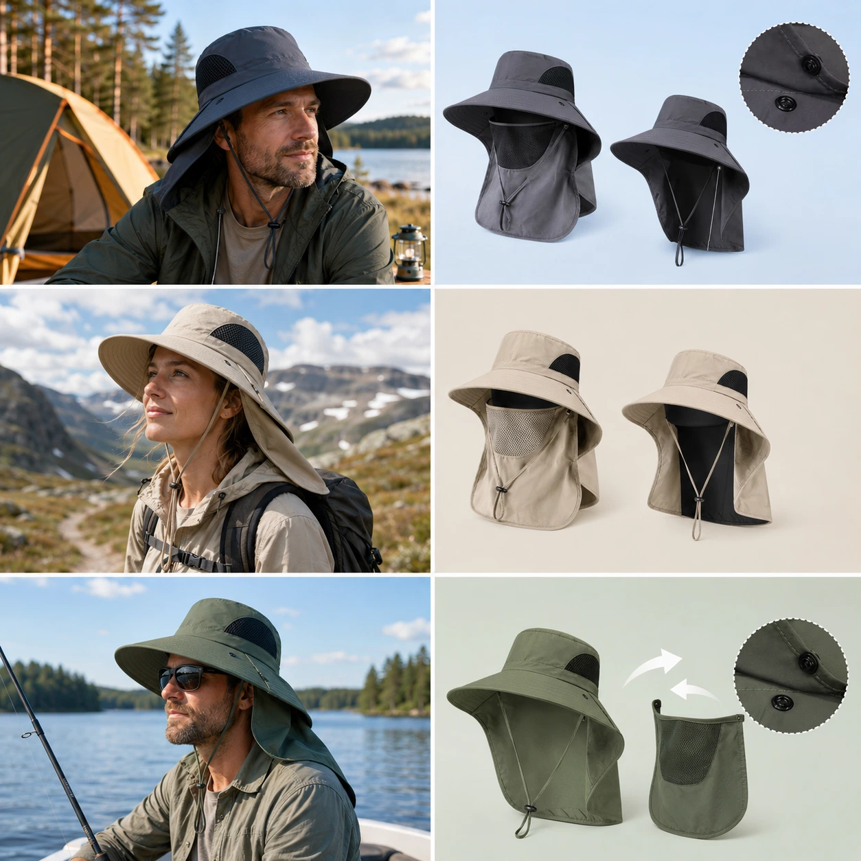 Solhatt med Nackskydd – UV-hatt för Friluftsliv