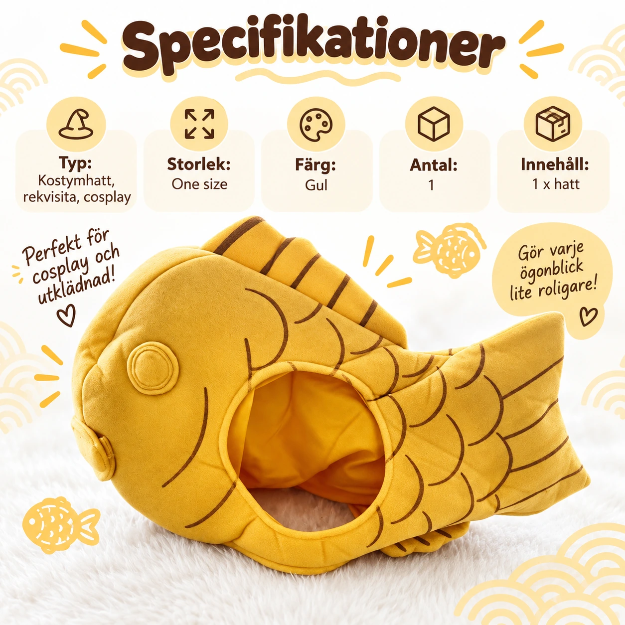 Japansk Taiyaki Mjuk Mössa