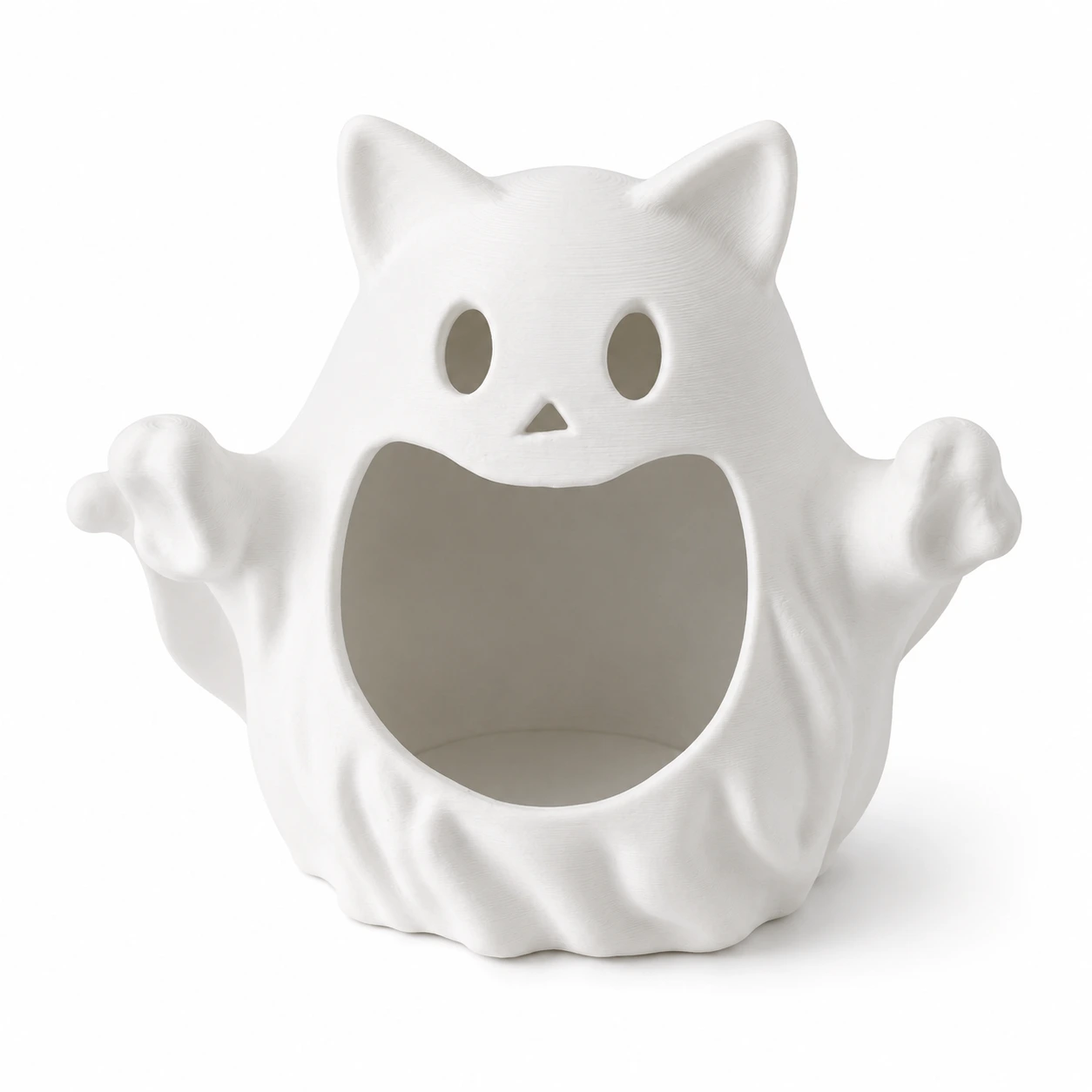 Godisskål för halloween med spökkatt i vit design