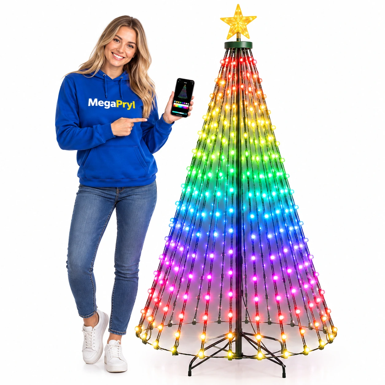 RGB-joulukuusivalot sovellusohjauksella ja kaukosäätimellä