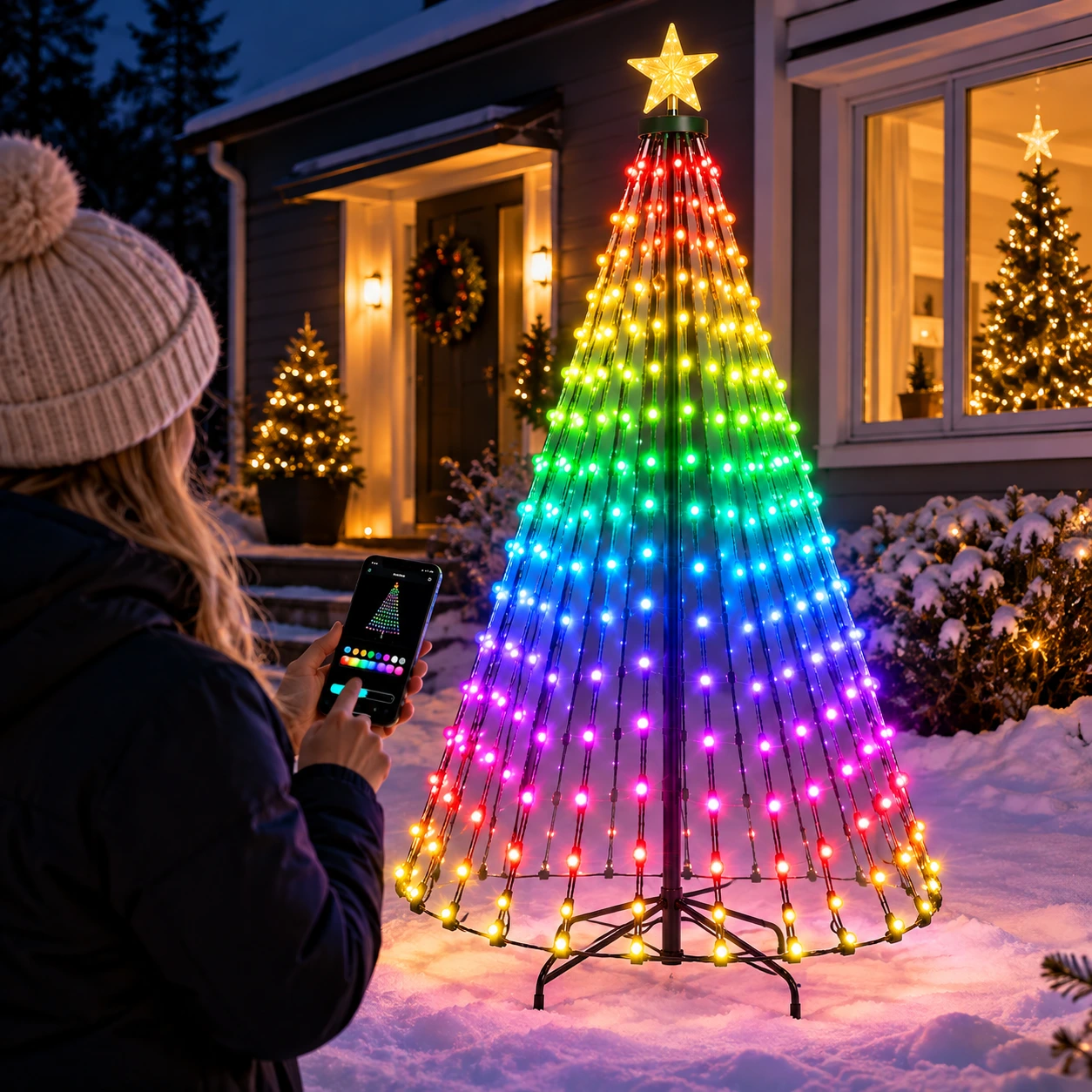 RGB-joulukuusivalot sovellusohjauksella ja kaukosäätimellä