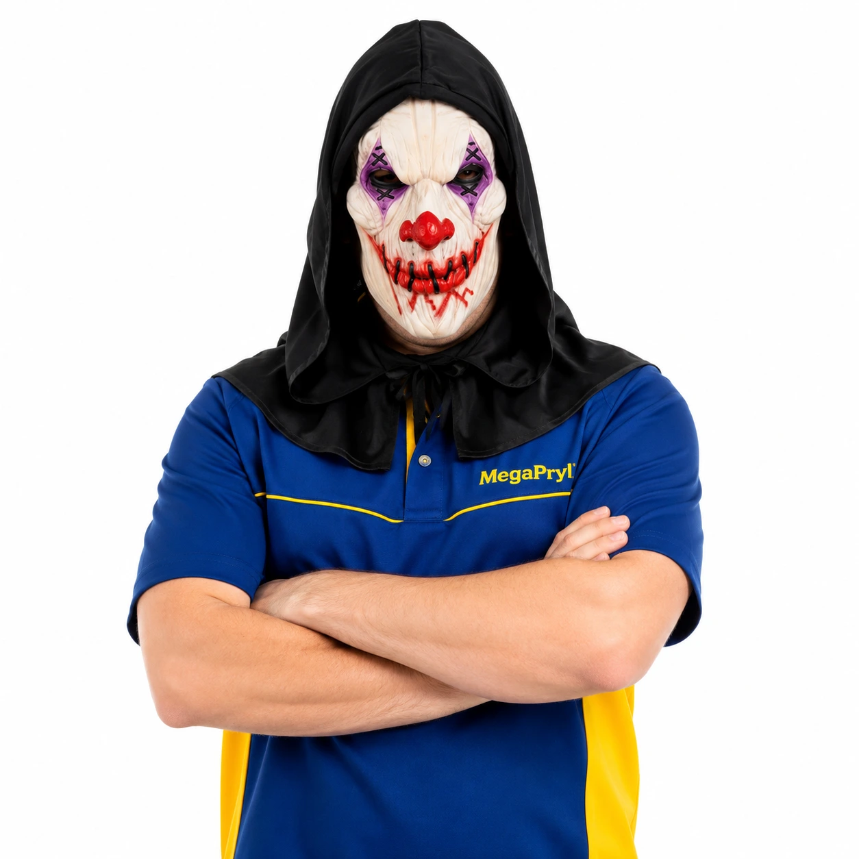 Clownmask med huva för halloween och maskerad