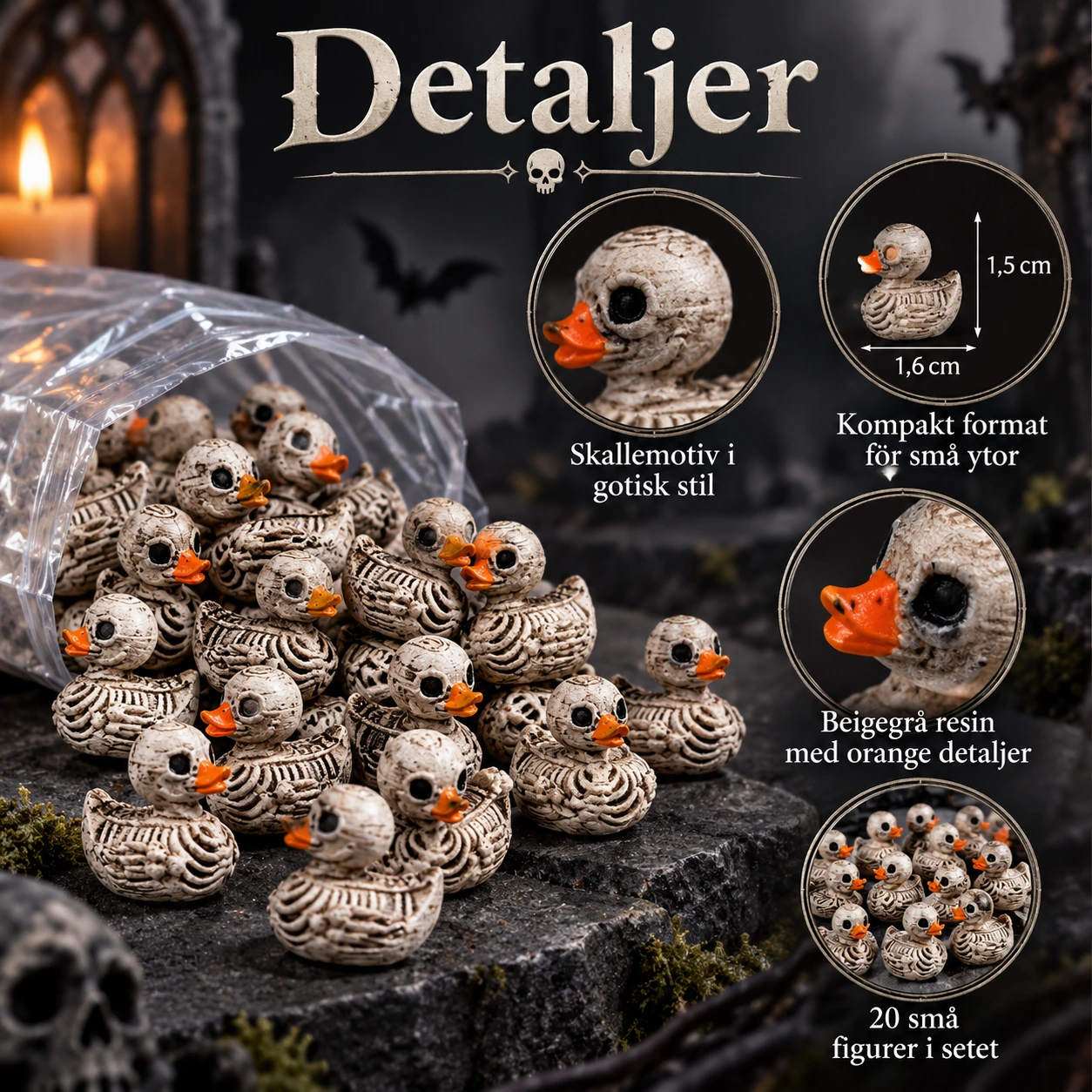 Skallankor i resin, 20-pack