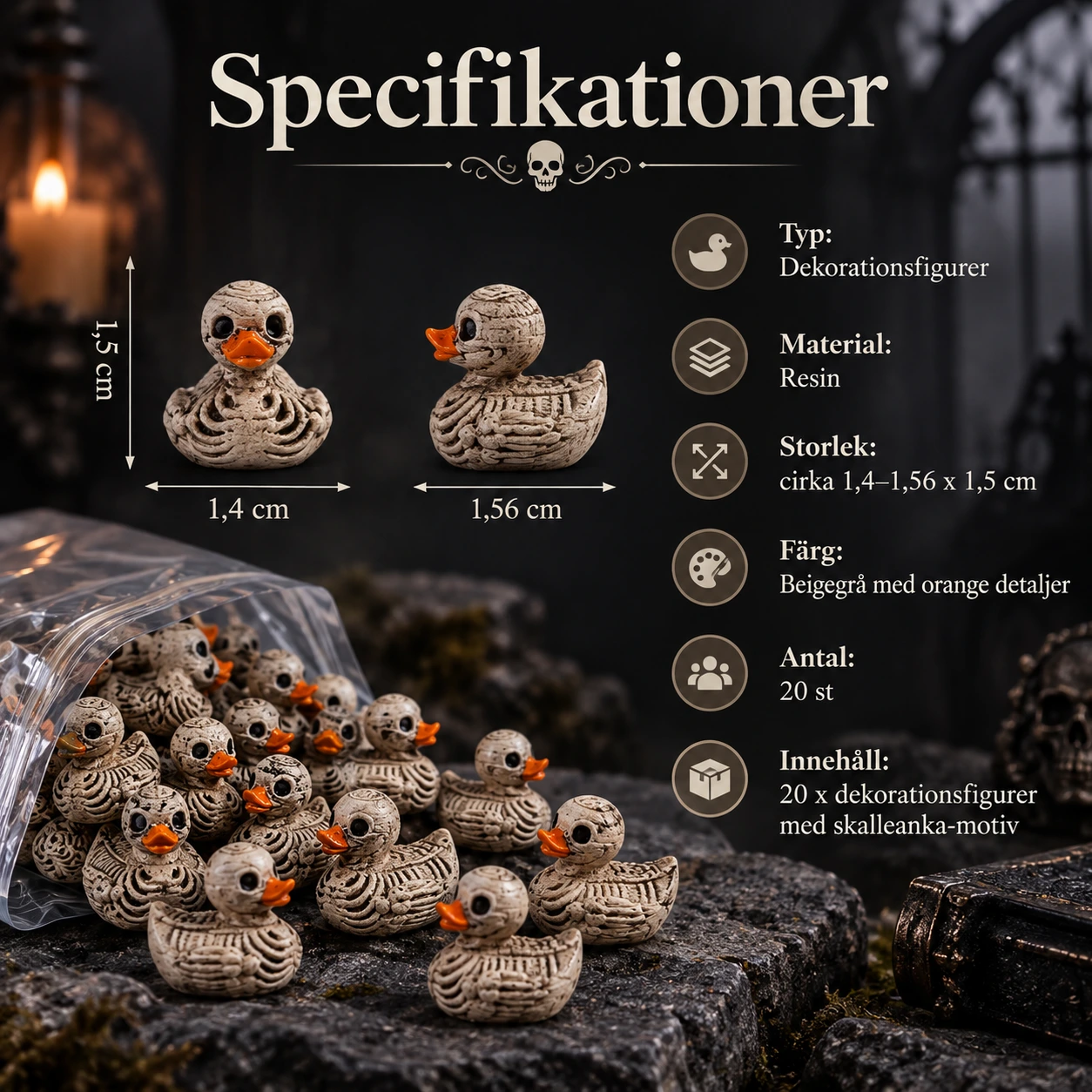 Skallankor i resin, 20-pack