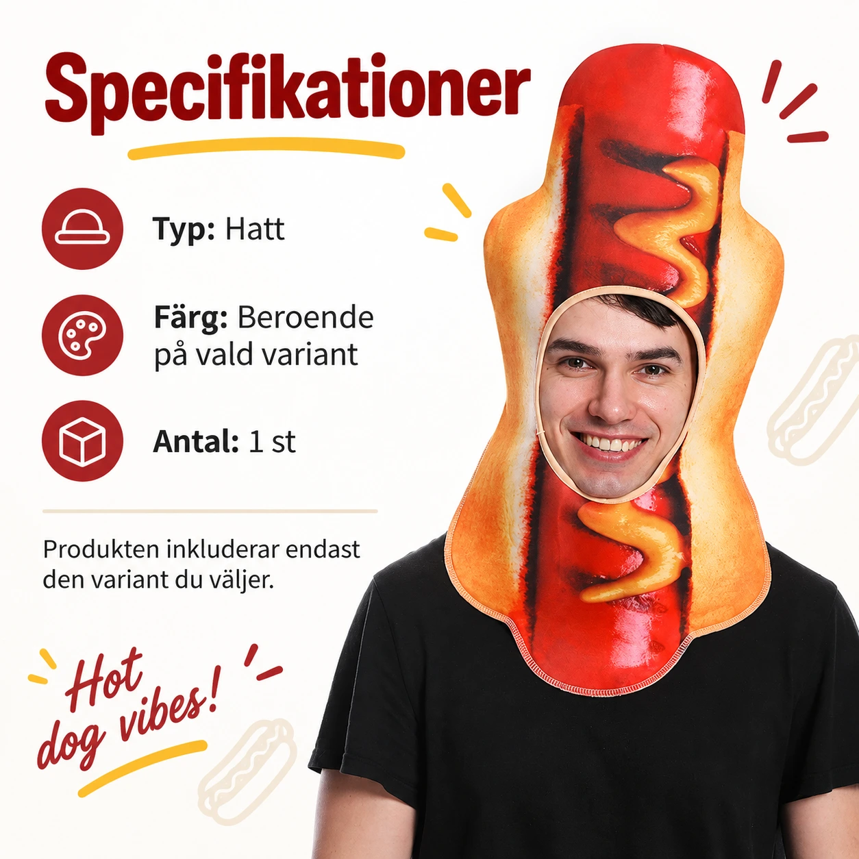 Rolig Korv med Senap Hatt för Vuxna