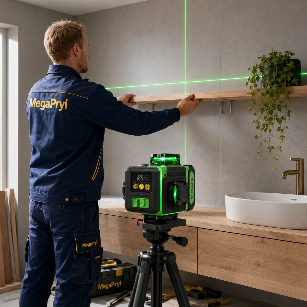 Korslaser 16 linjer med självutjämning och grön laser