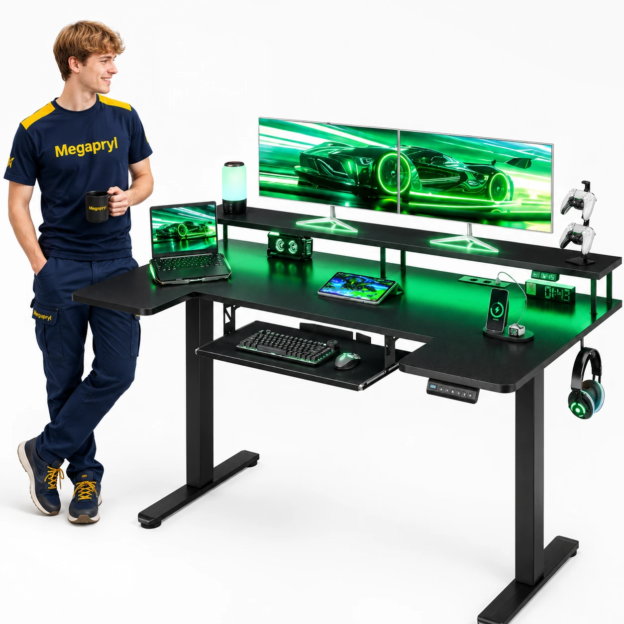 Gamingbord Höj- och Sänkbart med RGB 140 cm