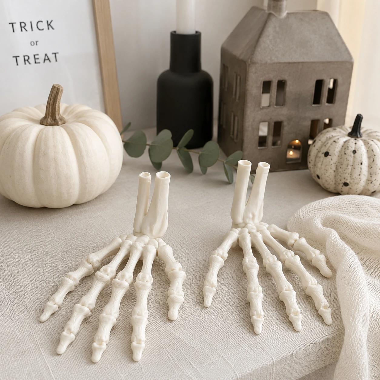 Skelett händer för halloweenpynt 2-pack