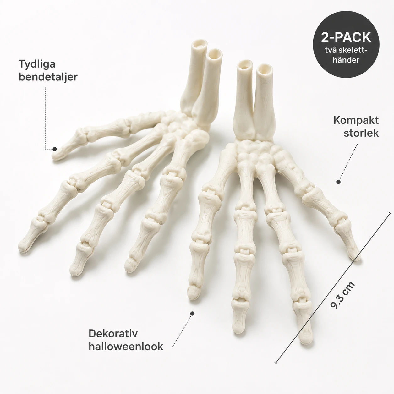 Skelett händer för halloweenpynt 2-pack