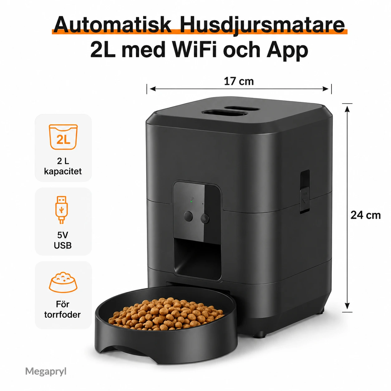 Automatisk Husdjursmatare 2L med WiFi och App