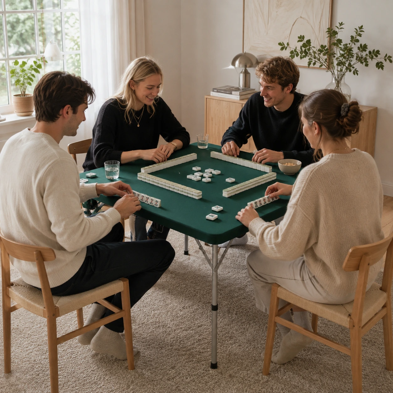 Fällbart spelbord för mahjong och domino