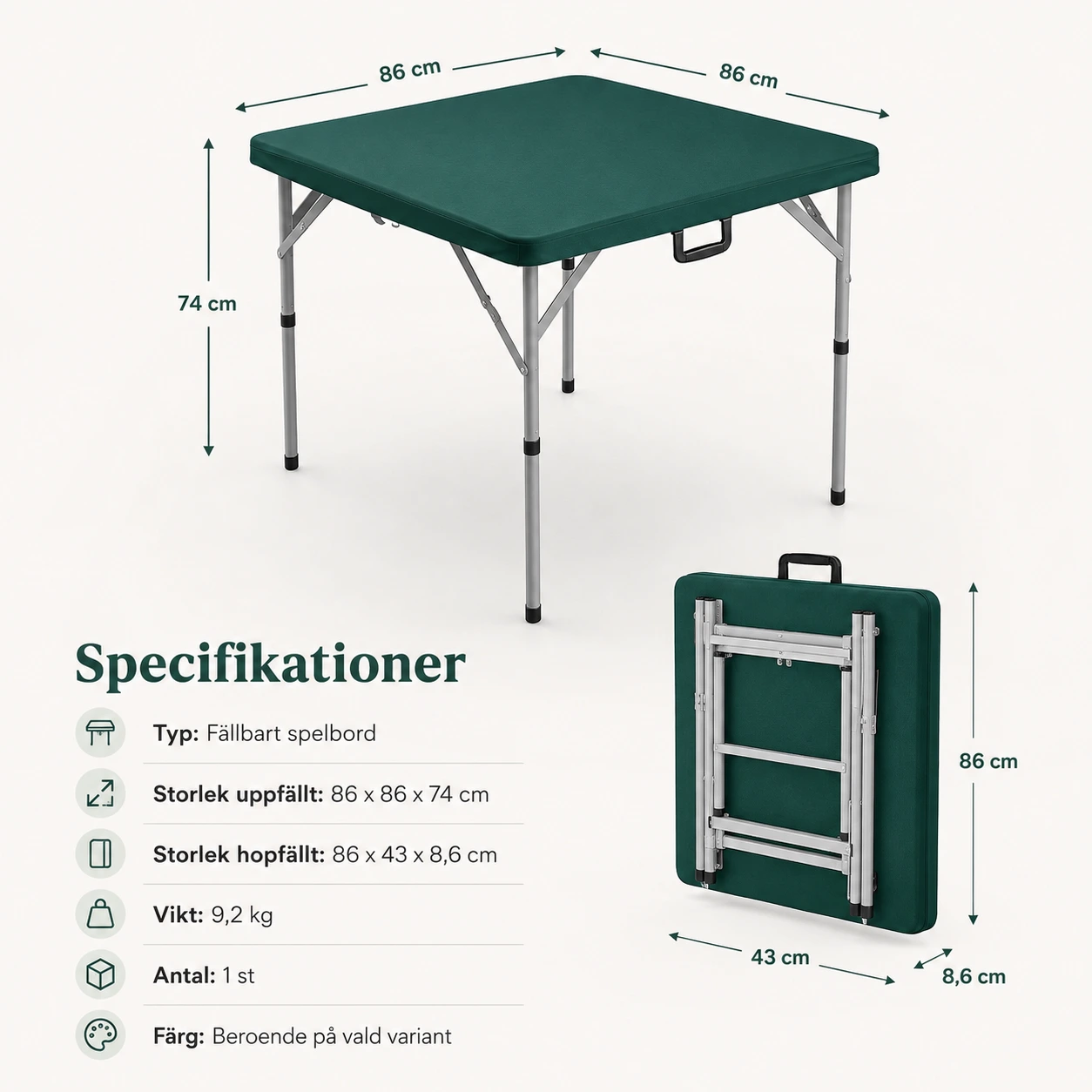 Fällbart spelbord för mahjong och domino