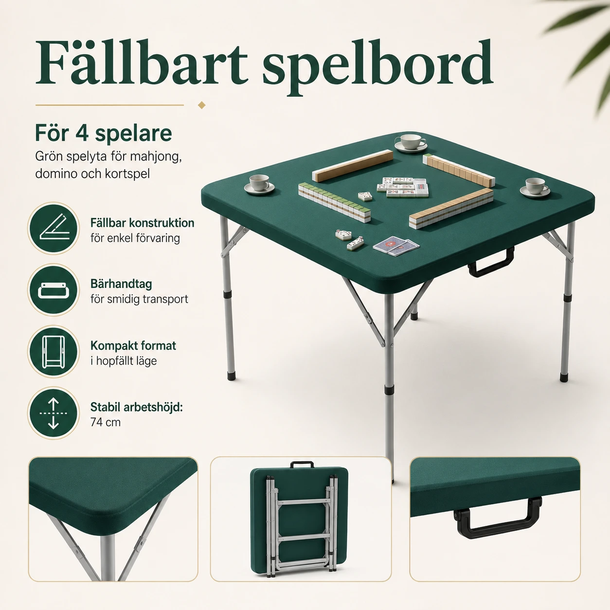 Fällbart spelbord för mahjong och domino