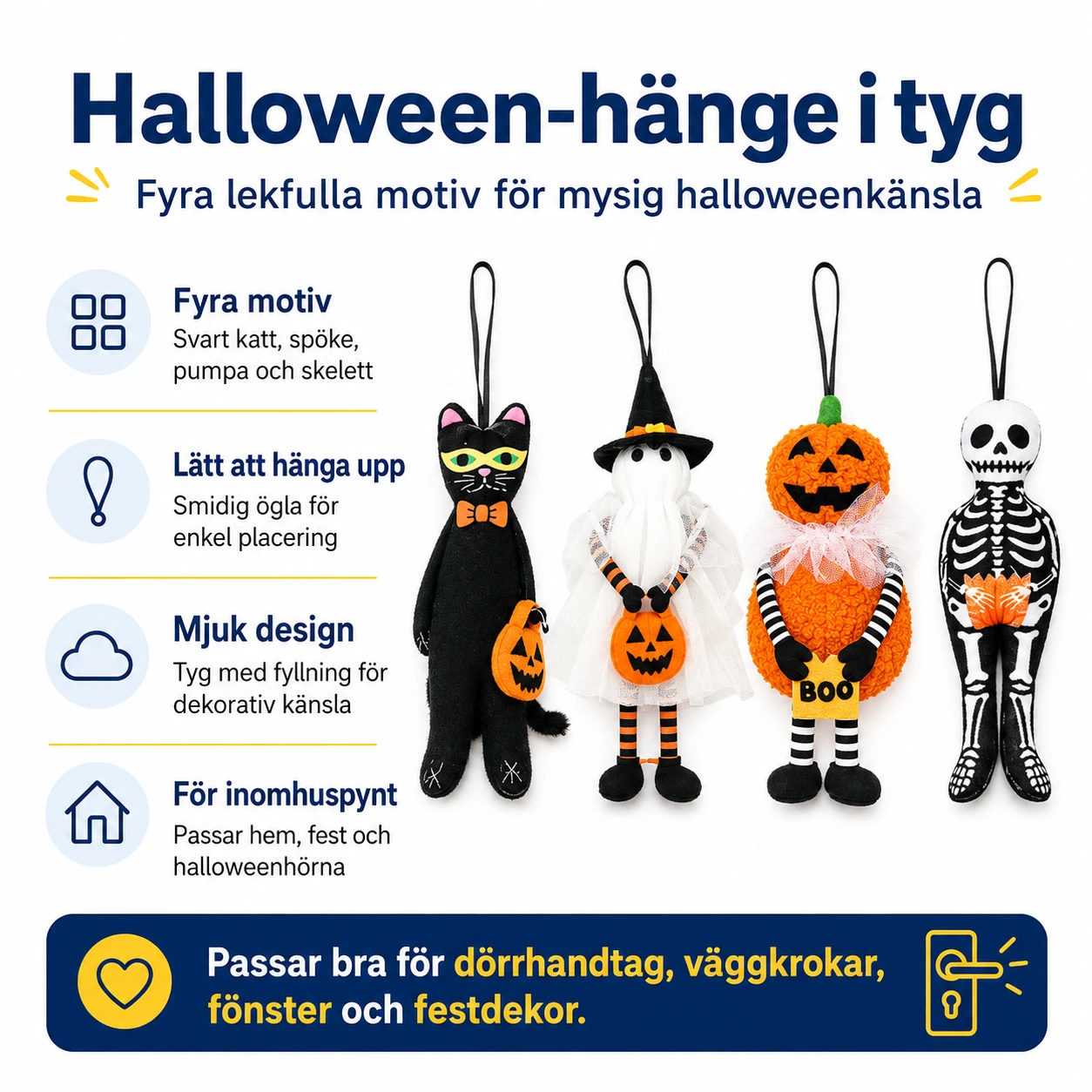 Halloween-hänge för dekoration inomhus i tyg