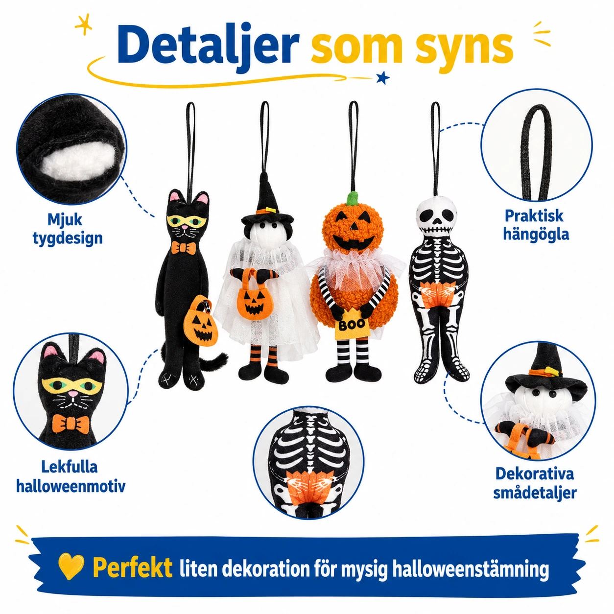 Halloween-hänge för dekoration inomhus i tyg