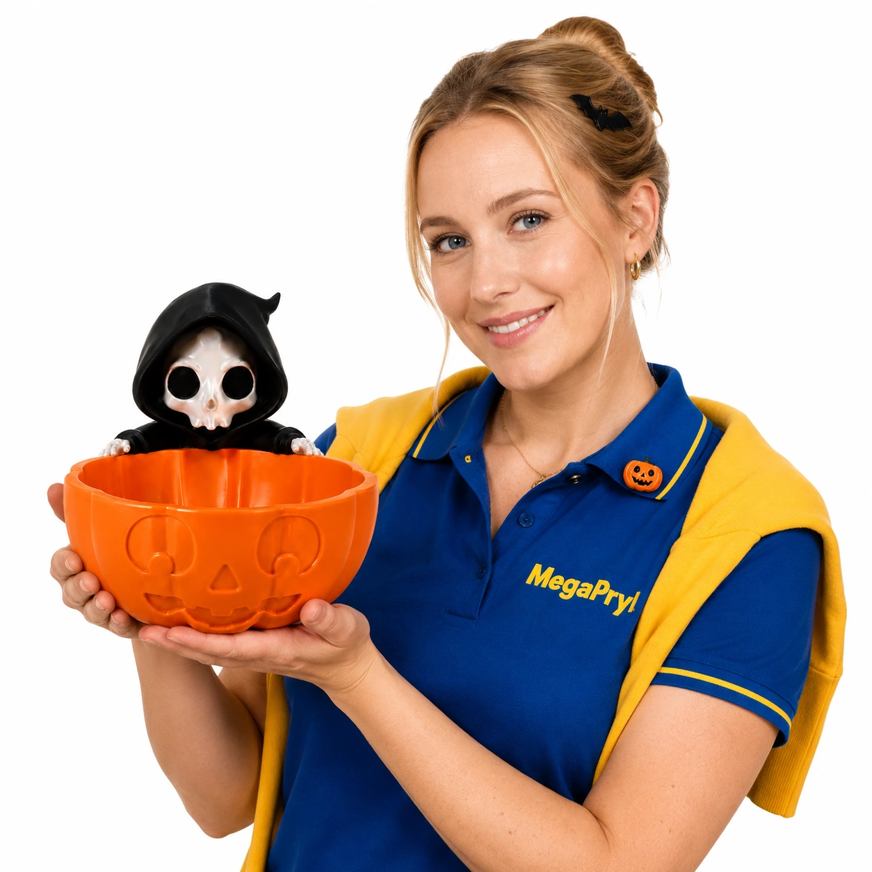 Halloween godisskål med dödskallefigur