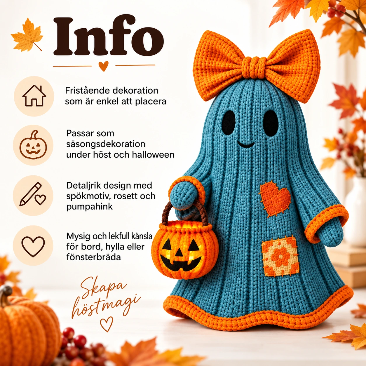 Koristeellinen kummitushahmo syksyyn ja Halloweeniin