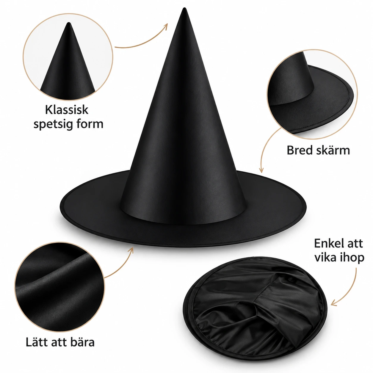 Häxhattar för Halloween och maskerad 12-pack