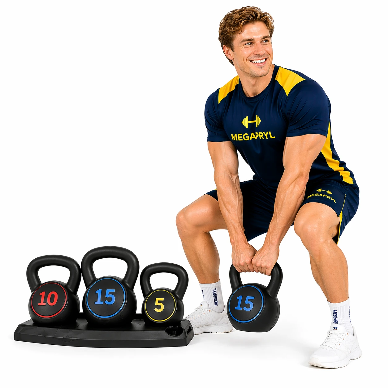 Kettlebell Set – 3 Vikter & Anti-Slip Grepp Träning