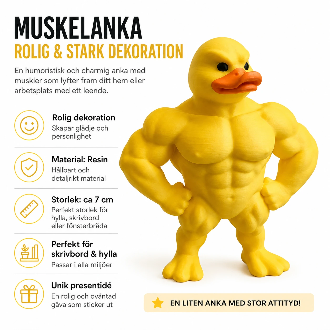 Muskelanka Staty – Rolig Dekoration i Resin