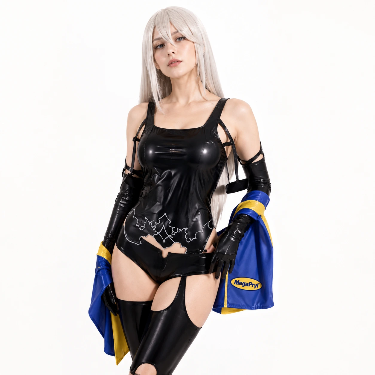 Cosplaydräkt med peruk för maskerad och rollspel