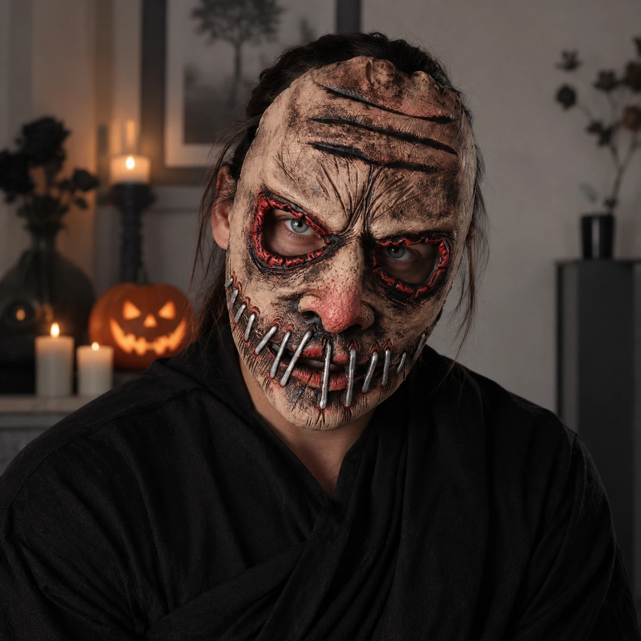 Skräckmask i latex för halloween och cosplay
