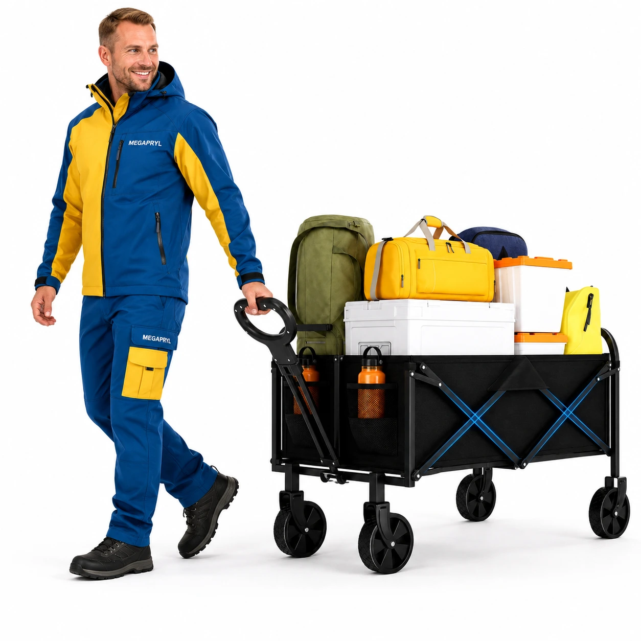 Hopfällbar Campingvagn med Hjul och Justerbart Handtag