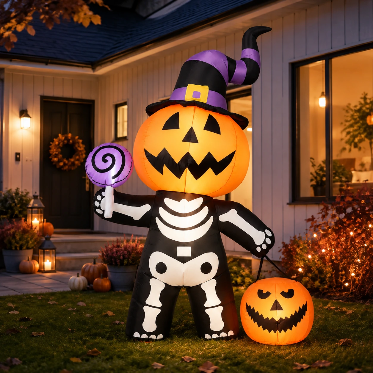 Uppblåsbar halloweenfigur för trädgård med LED-belysning