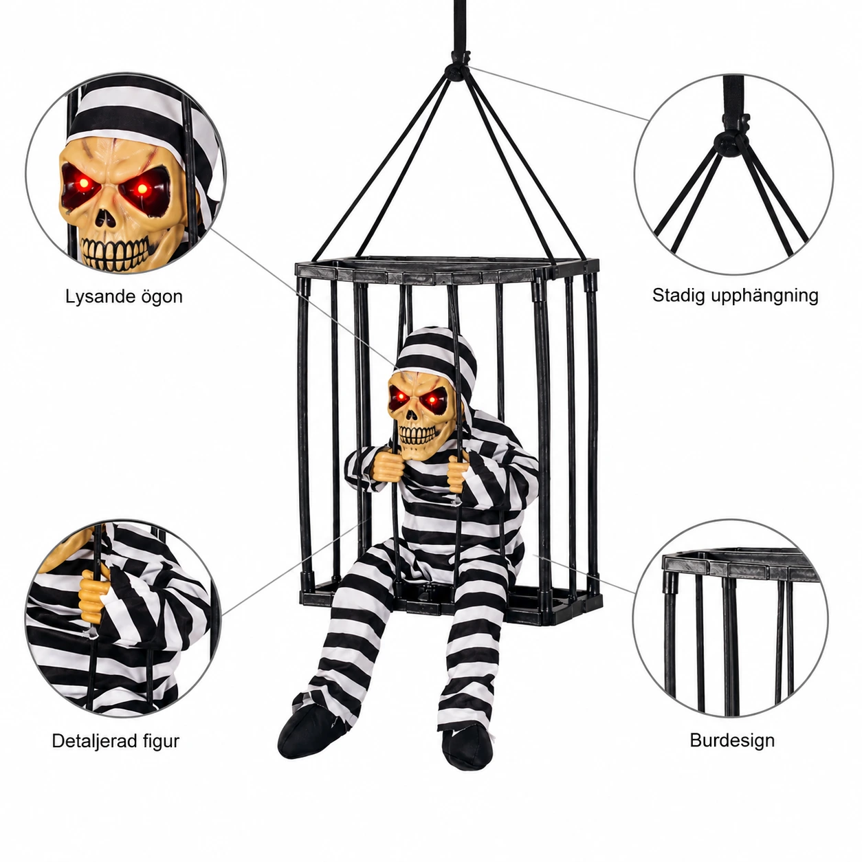 Hängande Halloween-dekoration med ljud och lysande ögon